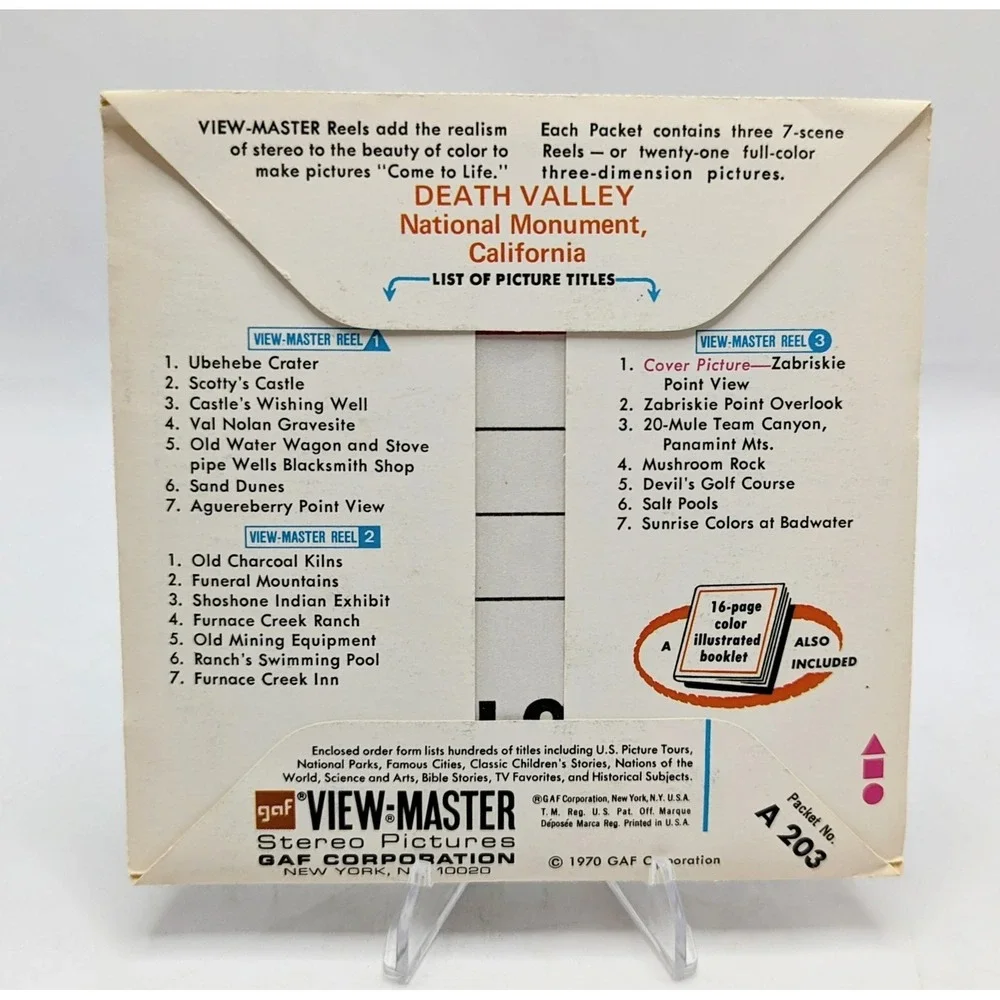1970 GAF View-Master Death Valley National Monument California 3 Reel Pack
